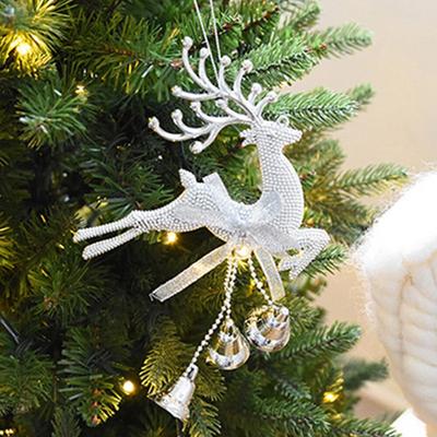 Oro argento renna PVC alce albero di Natale ciondolo ornamento cervo carino con campana decorazioni natalizie fai da te regalo per bambini Navidad Noel