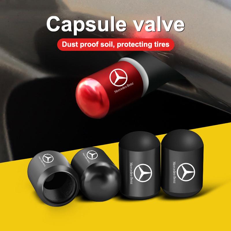TORRG1 2025 New 4Pcs Car Wheel Tire Valve Caps Dust Covers Accessories For Mercedes Benz AMG W204 W205 W203 W211 W212 W213 W201 W210 W1