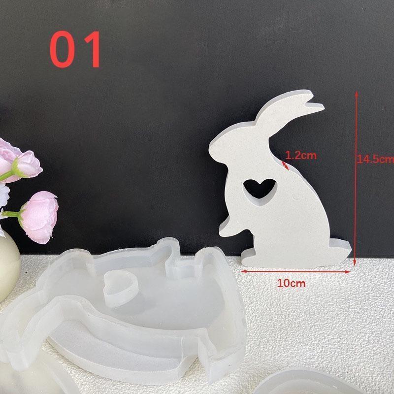 Cute Rabbit Candle Silicone Moulds Gypsum Car Mounted Incense Expanding Gypsum Soap Molds Easter Bunny Aromatherapy Candle Mold