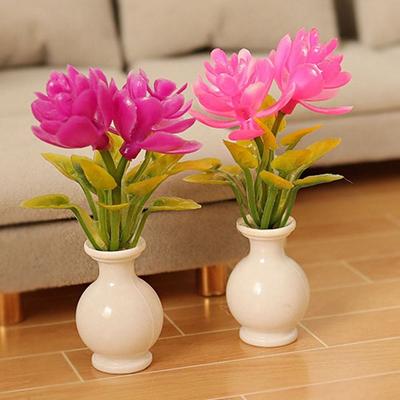 1.4*5.3~5.6cm Vaso de Simulação de Plástico 4 Cores Flor Finalizada Miniatura Decorações de Casa de Bonecas