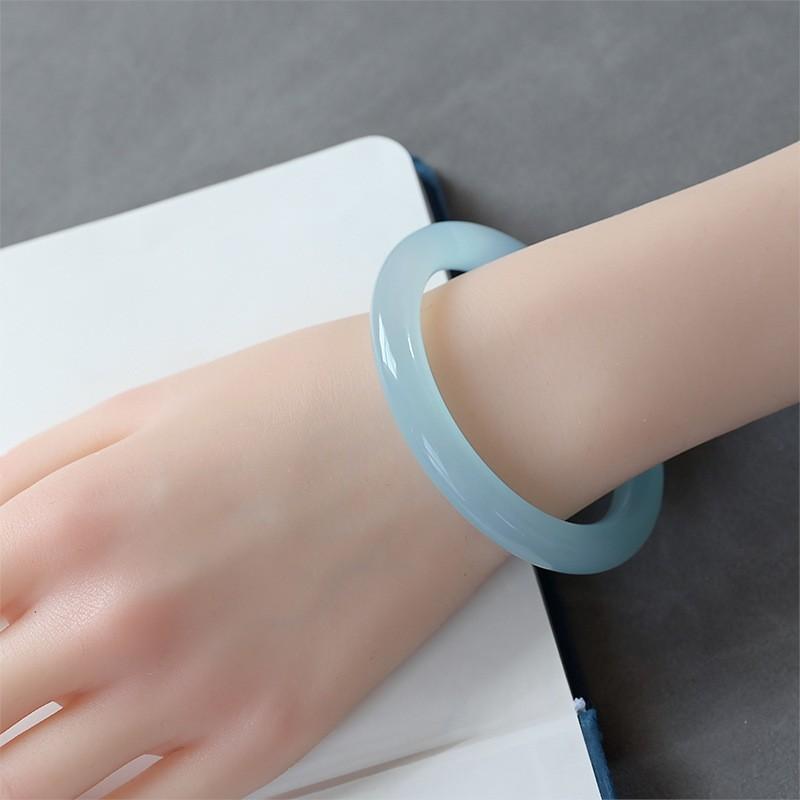 

8 мм натуральный ледяной вид лазурный замороженный халцедон браслет модный шарм изумрудный браслет для рук женский подарок 54MM