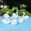 Small Swan Sculpture Miniature Figurine Mini White Resin Statue Realistic Animal Ornament Dollhouse Fairy Garden Micro Landscape Decoration