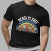 Snoopy Cute Cool Beach Rainbow Graphic Black T-Shirt Unisex Casual Kawaii Tee