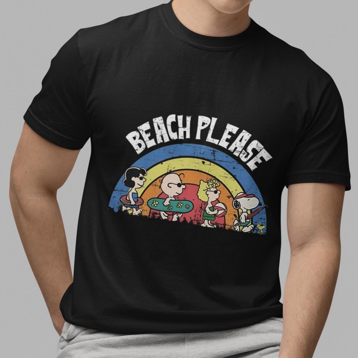 Snoopy Cute Cool Beach Rainbow Graphic Black T-Shirt Unisex Casual Kawaii Tee XL