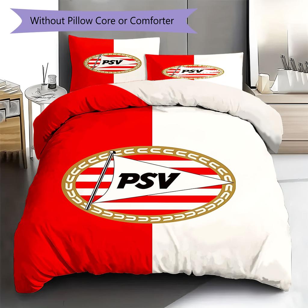 PSV Eindhoven Pattern Bedding,Quilt Set Quilt Cover Pillowcase Home Birthday Gift(1 * Duvet Cover + 2 * Pillowcase, Without Core)