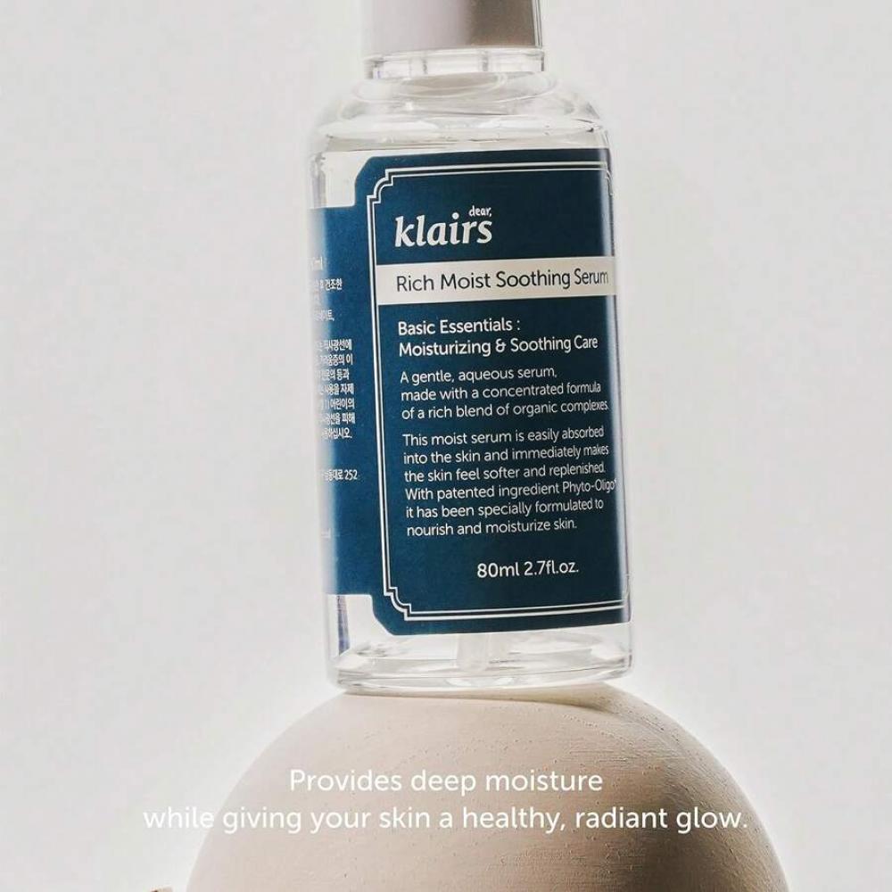 Dear, Klairs Rich Moist Soothing Serum 80 Ml, Instant Absorption, Non-Greasy, Hydration, Cooling, Basic Care, Unscented, Renewal