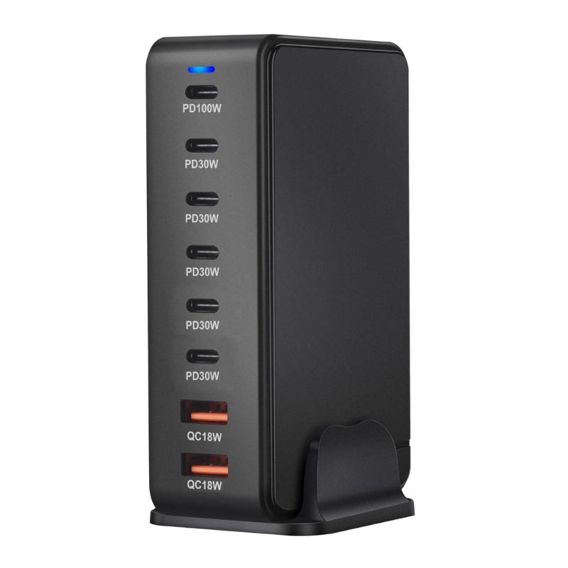 Multiports Charging Station with 286W Output, 6 USB C and 2 USB Slot Desktop Charging Holder Stand for Tablet Phones