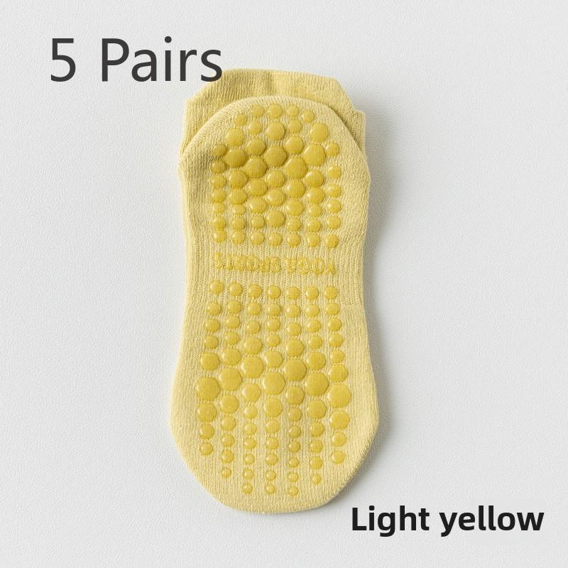 5 Pairs of Women's Spring and Autumn Mesh Ear Lifting Pure Cotton Indoor Fitness Silicone Non Slip Boneless Sports Boat Socks