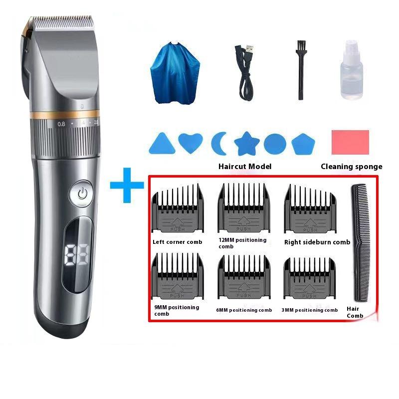 

Профессиональная машинка для стрижки волос, электрическая мужская машинка для стрижки волос, аккумуляторная машинка для стрижки волос с ЖК-дисплеем серебряный