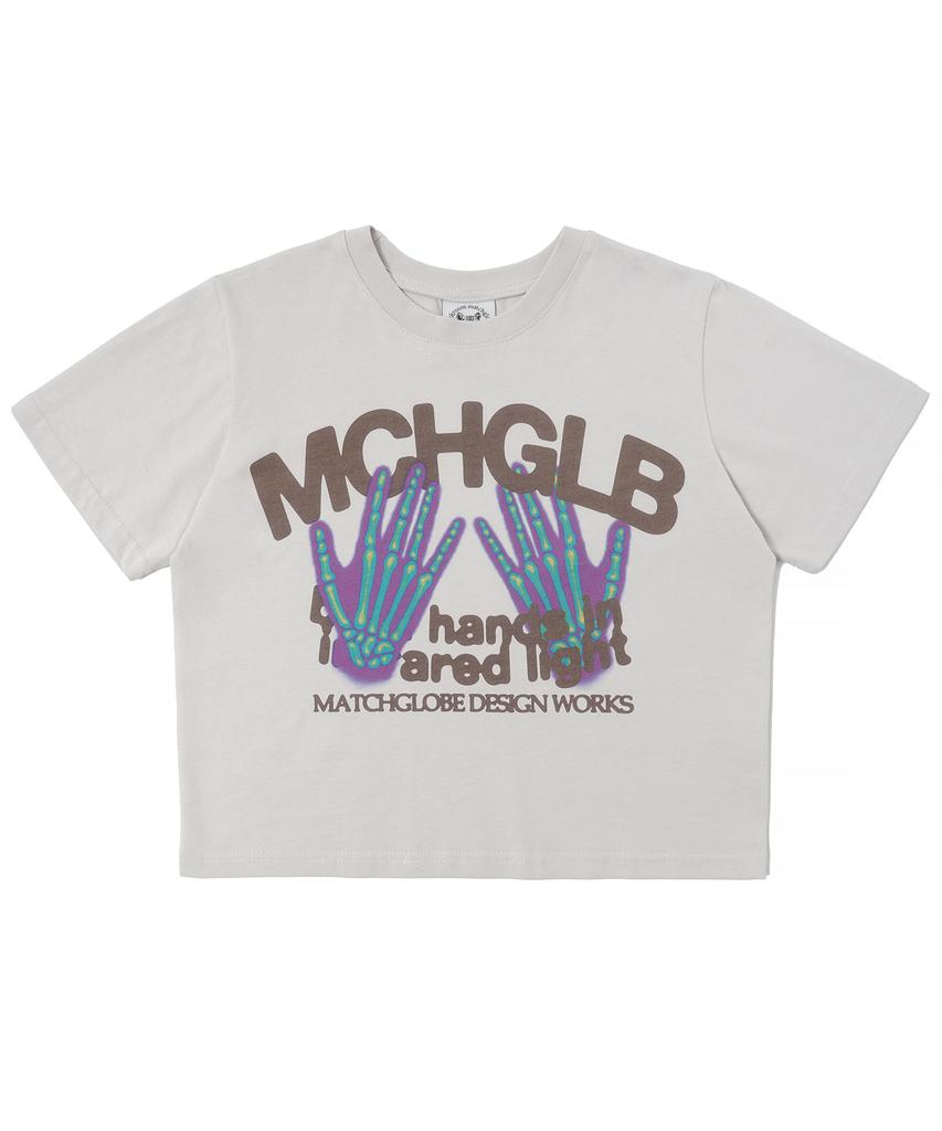 MATCHGLOBE Hands Flared Light Crop Top (Beige)