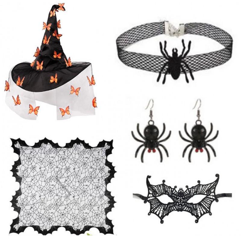 Witch Hat Costume Accessory Halloween Party Cosplay Dress Up - Black Purple Orange