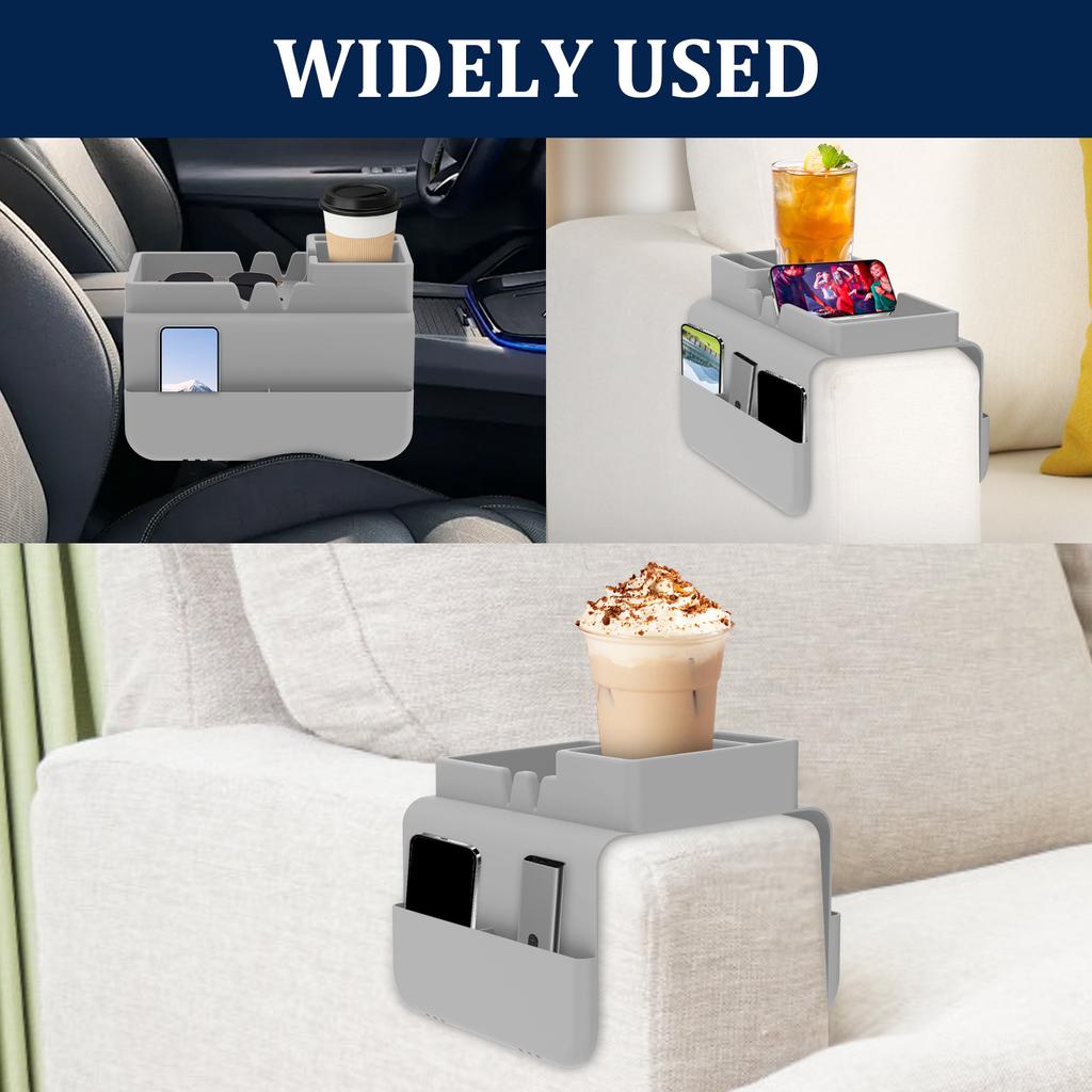 Silicone Couch Cup Holder Tray Non Slip Couch Tray with Side Pocket Portable Couch Arm Tray Table for Remote Control Coffee Cup