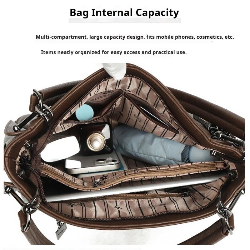 Hochwertige Damen Umhängetasche aus weichem Leder, Retro-Arbeitstasche, Schultertasche, Elegante Tasche mit großem Fassungsvermögen