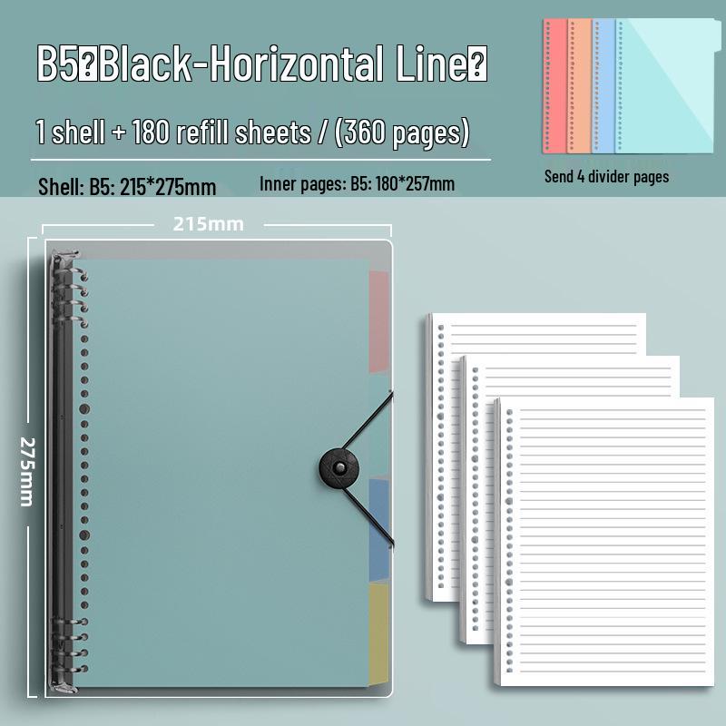 Comfort Grip Thick Ring Binder Notebook, B5/A4 Loose-Leaf Refill, Ideal for Junior High Students