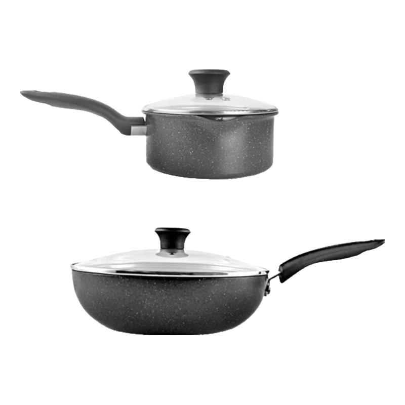 Supor Maifan Stone Non-stick Wok & Milk Pot Set