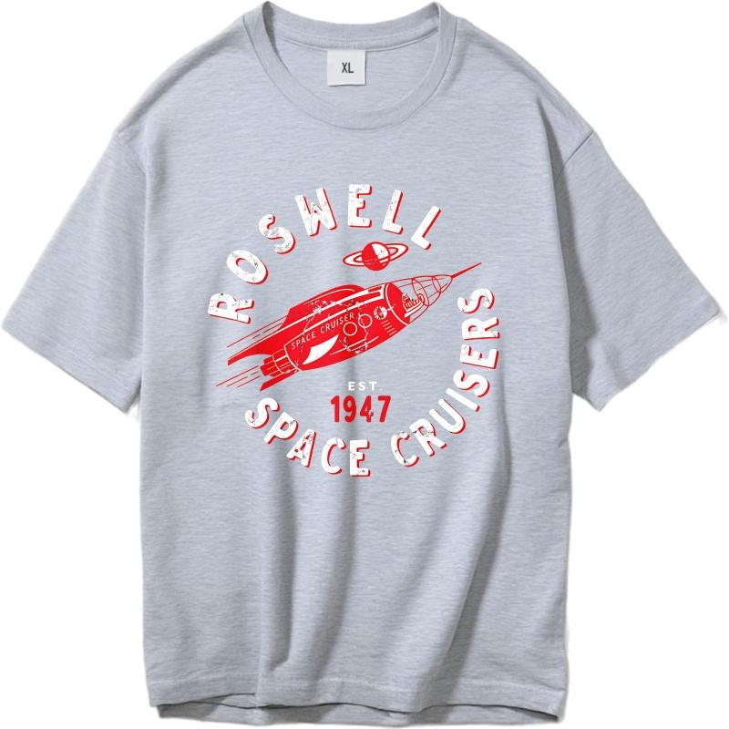 Black Summer Women Tshirt Roswell Space Cruisers Established 1947 Rocket Design Short Sleeve Workout Crew Neck Tee Shirt