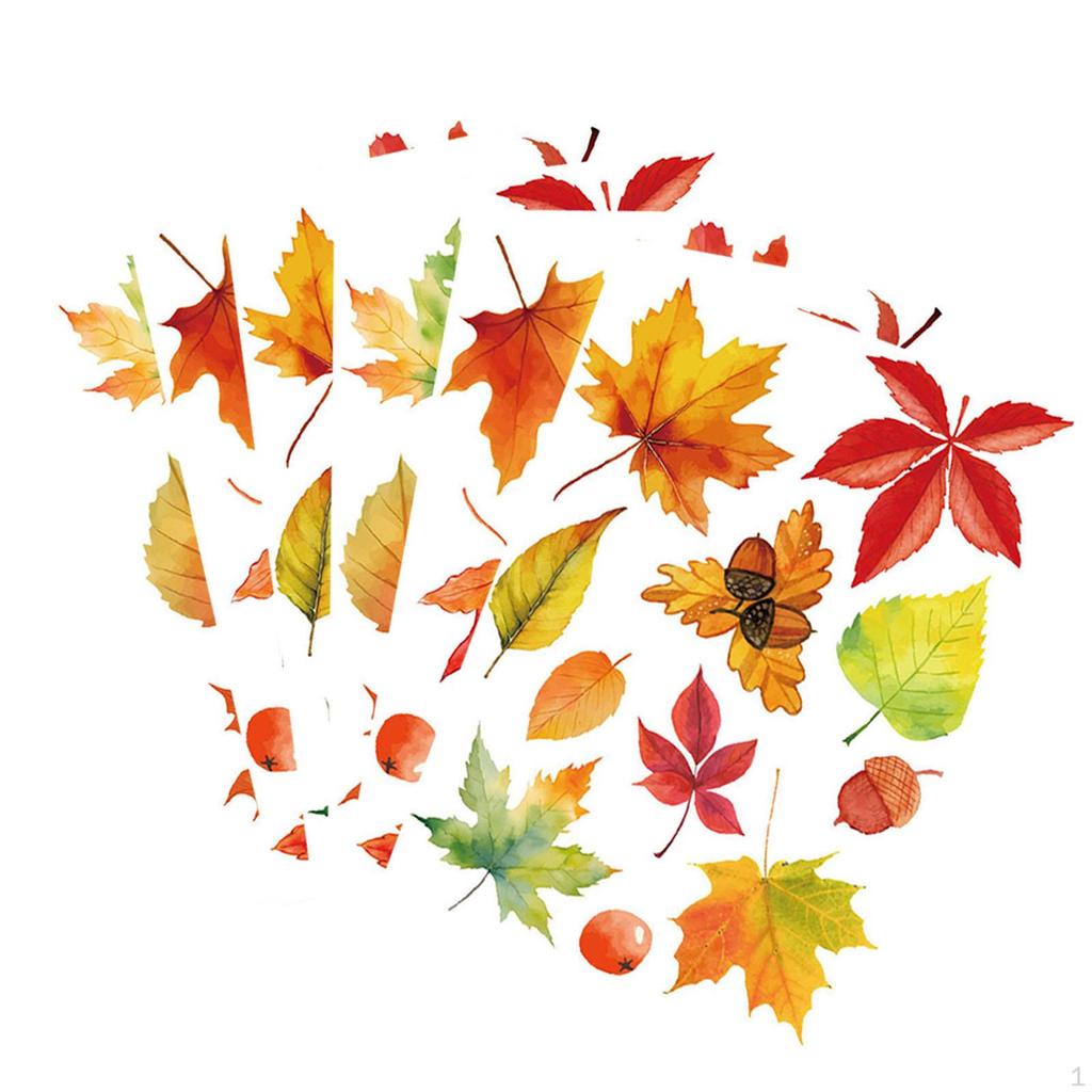 6 Autumn Maple Leaves Stickers, Colorful Double-Sided PVC Decorative Stickers for Home And Office.