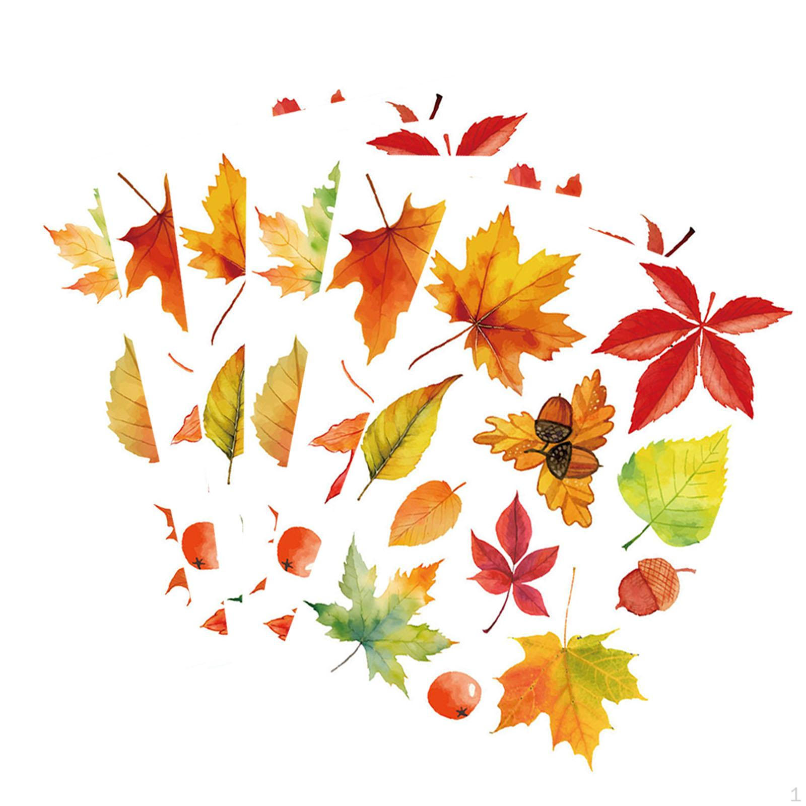 

6 Наклеек Осенние Кленовые Листья, Красочные Двусторонние Декоративные ПВХ Наклейки для Дома И Офиса. Style B