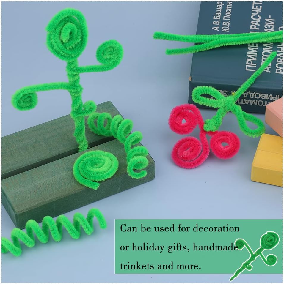 100/200/300 Pieces Pipe Cleaners Chenille Stem, Fruit Green Color Pipe Cleaners Set for Pipe Cleaners DIY Arts Crafts Decoration