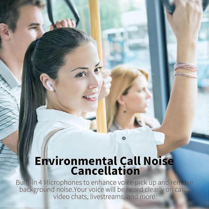 Wireless Earbuds, Bluetooth Earbuds Environmental Noise Cancellation 4 Mic Call Noise Cancelling Mini Earbuds, Bluetooth 5.3 Light Weight Deep Bass He
