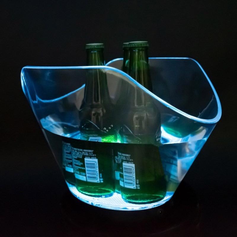 Illuminated Ice Buckets Transparent Beverage Tub with Glowing LED Champagne Container Beverages Chiller for Parties