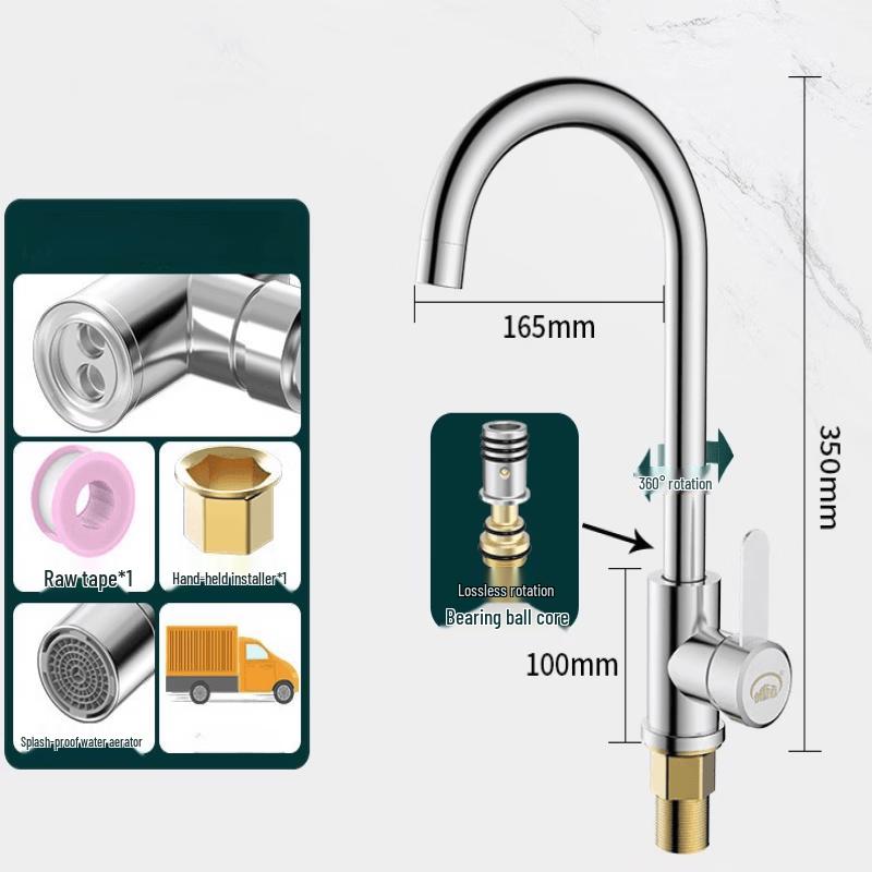 OLOEY Stainless Steel Kitchen Faucet with Hot & Cold Water