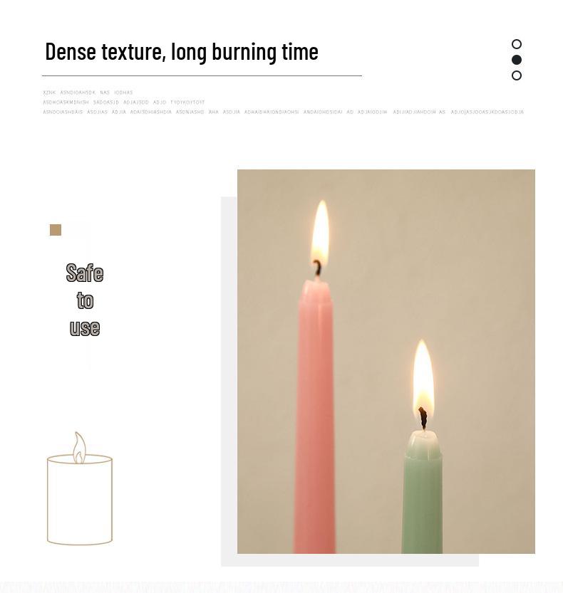 10-inch Dopamine Color Taper Candle for Romantic Weddings and Home Decor