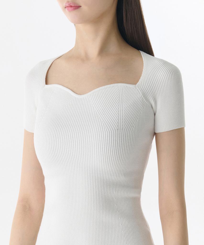 MUSINSA STANDARD WOMAN Women'S Slim Heart Neck Short Sleeve Knit [White]