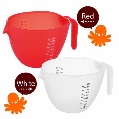Akebono Sangyo White Flour Pourer, Made in Japan, Drip-Free, Easy-Pouring, with Measuring Scale, Can also be Used as a Cooking Bowl. Flour Research As