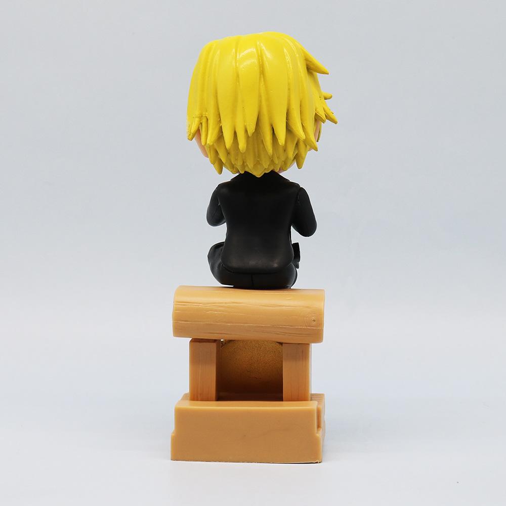 One Piece Q Version Luffy Sanji Sitting Posture Action Figure Model Car Desktop Ornament Accessorie Cartoon Decor Toys