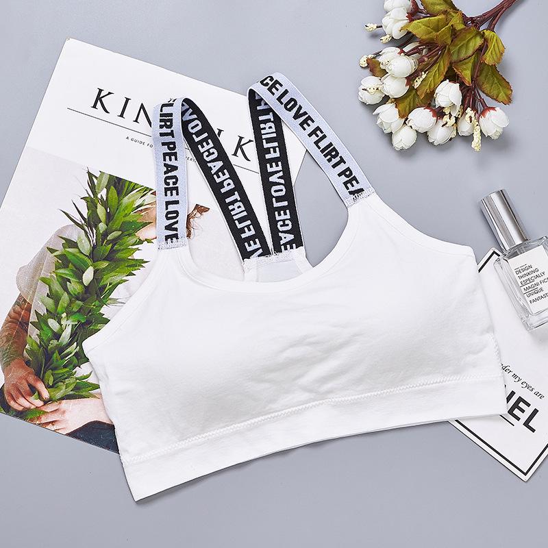 

Бесшовный топ-труба со спортивным бюстгальтером с лямкой-парашютом на спине для девочек Letters (White)