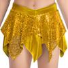 Girls Jazz Dance Costume Sparkly Sequins Metallic Asymmetric Skirt Performance Dancewear