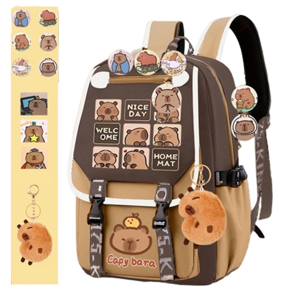 

Multi-Compartment Cartoon Animal School Bag Oxford Cloth Children s Backpack Students Style B with Accessories