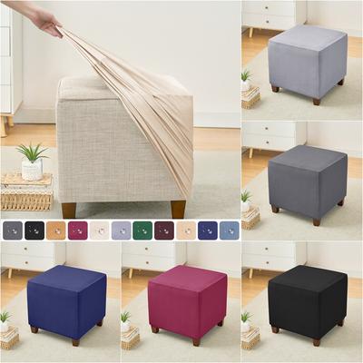 Spandex Elastic Ottoman Covers Non-dirty Footrest Stool Cover Square Stretch Footstool Slipcover Furniture Protector Housse Pouf