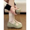 French thick heel light mouth single shoes spring and autumn versatile small height increase soft sole Mary Jane shoes