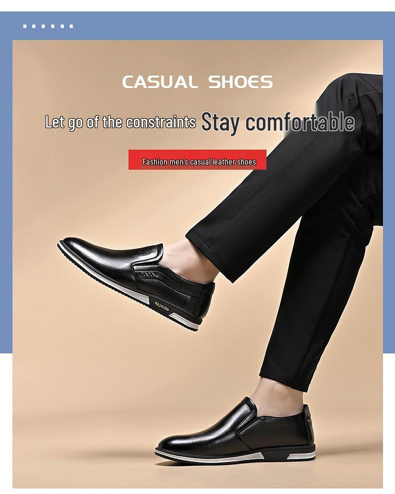 Handmade Men's Slip-On Leather Moccasins: Soft Sole Formal British Style for Commuting