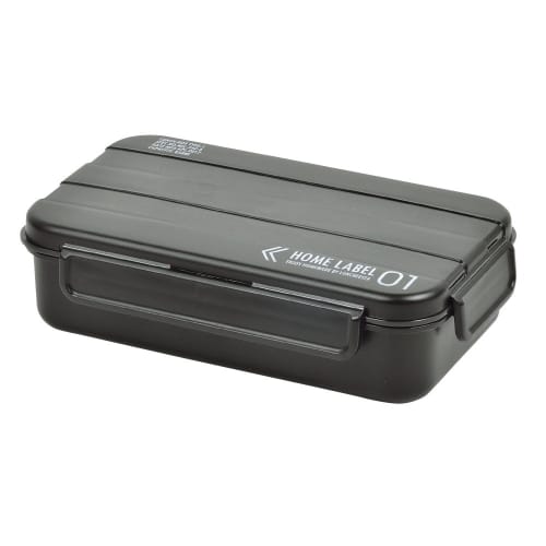 PEARL METAL Men's Bento Box, Single Tier, 4-Point Lock, Black, Made In Japan, Home Label D-435