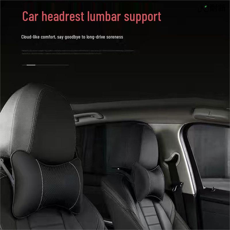 Premium Full Leather Car Headrest and Neck Support Pillow