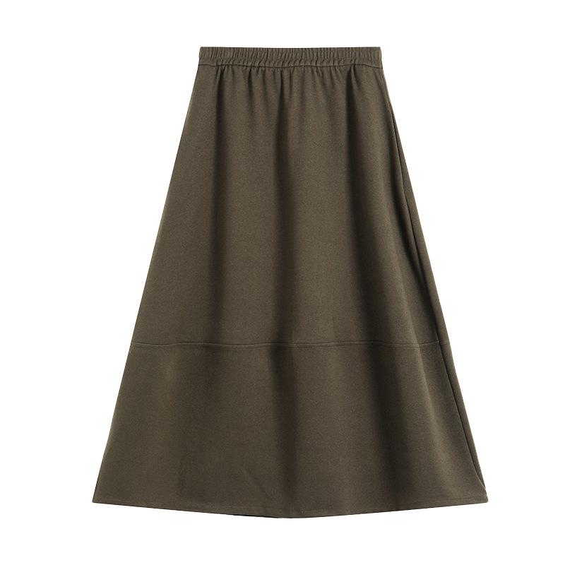 Deep Gray Women's Wool Blend Half-Skirt, Elastic Waist, Slimming Korean Mid-Length Umbrella Style for Autumn/Winter 2025