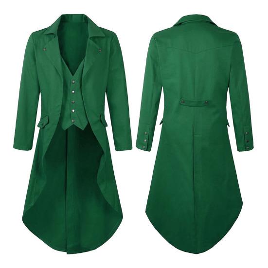Slim-Fit Tuxedo Jacket Lapel Long-Sleeved Retro Dress Jacket Medieval Style Suit Jacket Festive Parties Wear