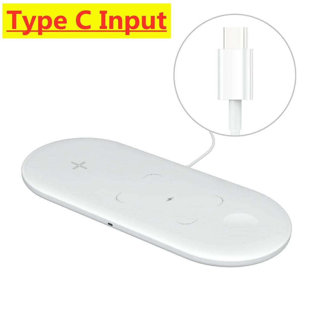 3 In 1 Wireless Charger Pad Ultra thin Desktop Mobile Phone Fast Charging Station USB PD For iPhone 16 15 14 13 IWatch Airpods