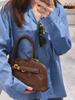 Genuine Leather Retro Cowhide Bowling Tote - Women's Fashionable Crossbody & Shoulder Bag