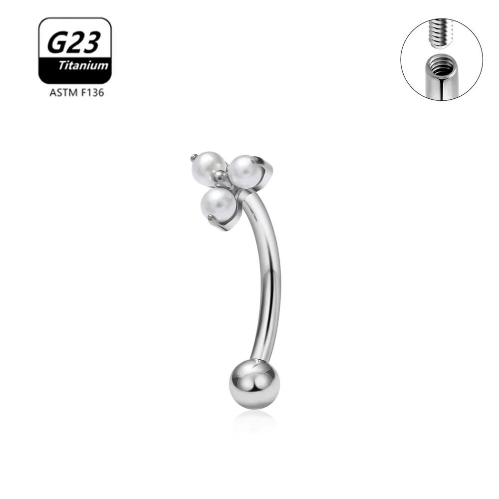 G23 Titanium ASTM-F136 Nternal Thread Eyebrow Piercings Body Jewelry For Women Zircon Earring Star Flower Heart