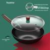 Refined Iron Wok with Tempered Glass Lid