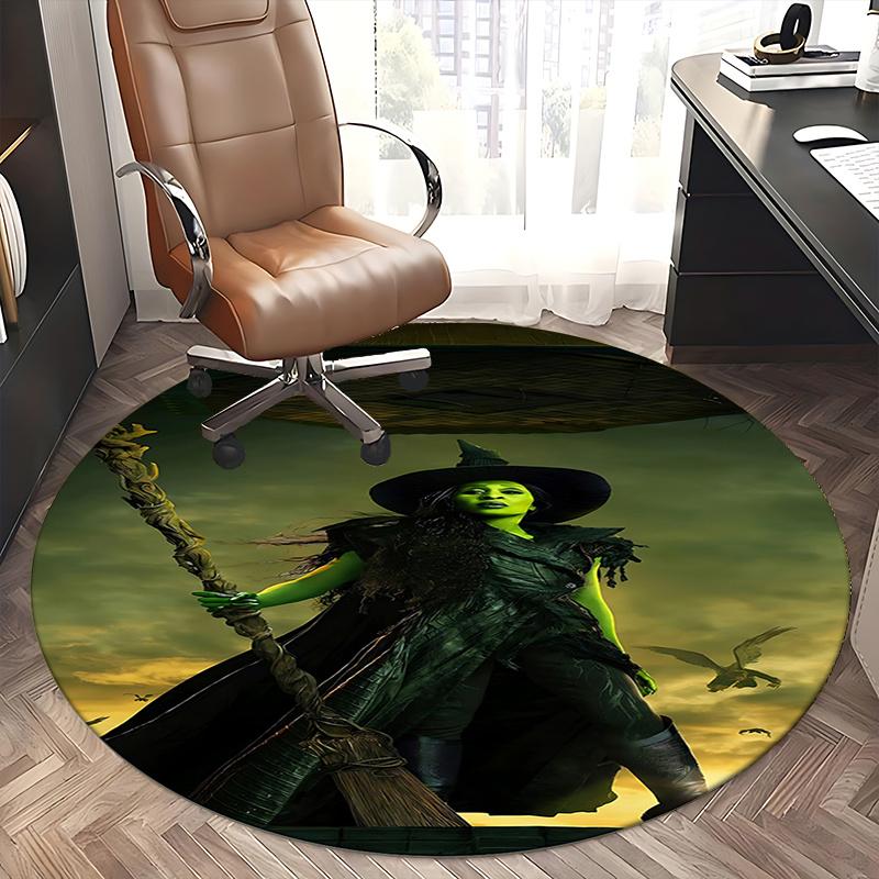 Witch,Broomstick Chair mat Round Rug Office carpet, Machine Washable, Non slip, Suitable for Living Rooms, Bedrooms