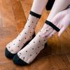 Polka Dot Socks Women See Through Transparent Crystal Silk Socks Summer Ultra-thin Breathable Girls Kawaii Cute Nylon Long Socks