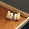 Korean sweet niche macaron color dripping oil inlaid stone earrings gold-plated simple and versatile ear piercing ear clip women's earrings