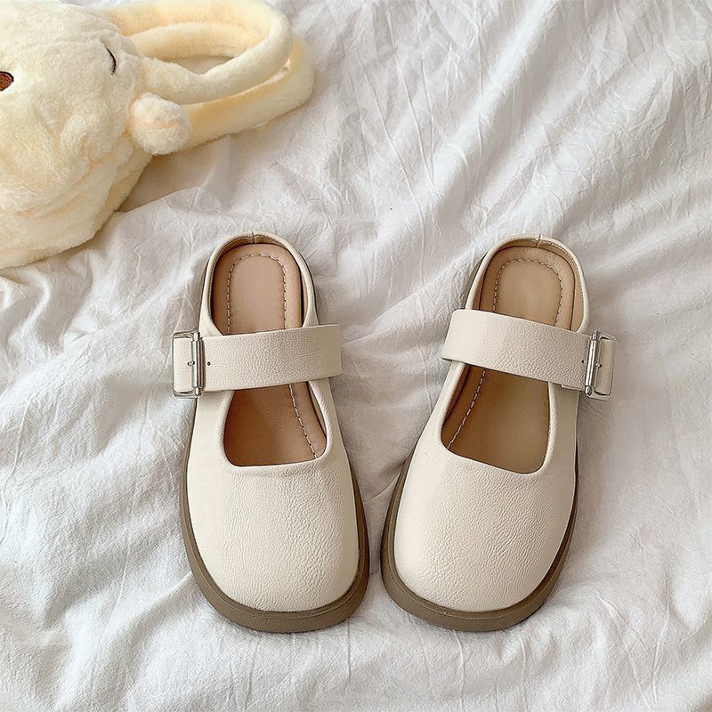 Casual Outer Wear with Skirt Bag Head Half Slippers Women's 2025 Spring and Summer New French One-pedal Bag Head Slippers Women