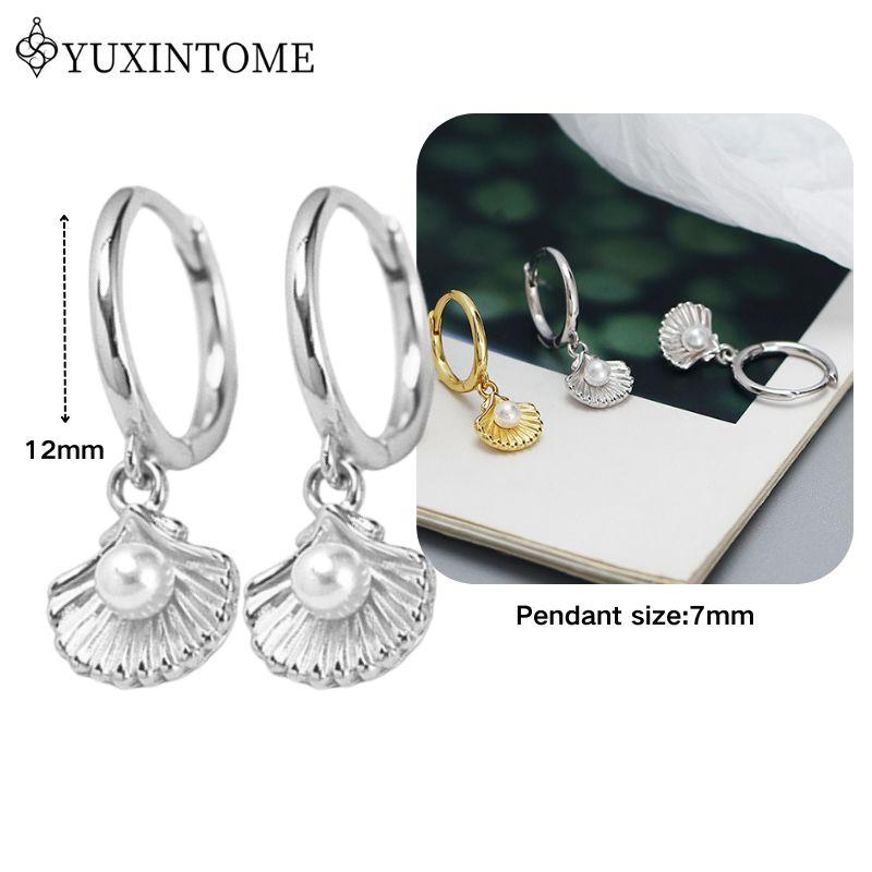 YUXINTOME 925 Silver Ear Needle Zircon Hoop gold Earrings For Women Square Plate Pendant Cutout Heart Earrings Fashion Jewelry