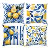1/4pcs Coastal Blue Stripe Lemon Blossom Throw Pillow Cover Home Farmhouse Outdoor Decoration Cushion Cover
